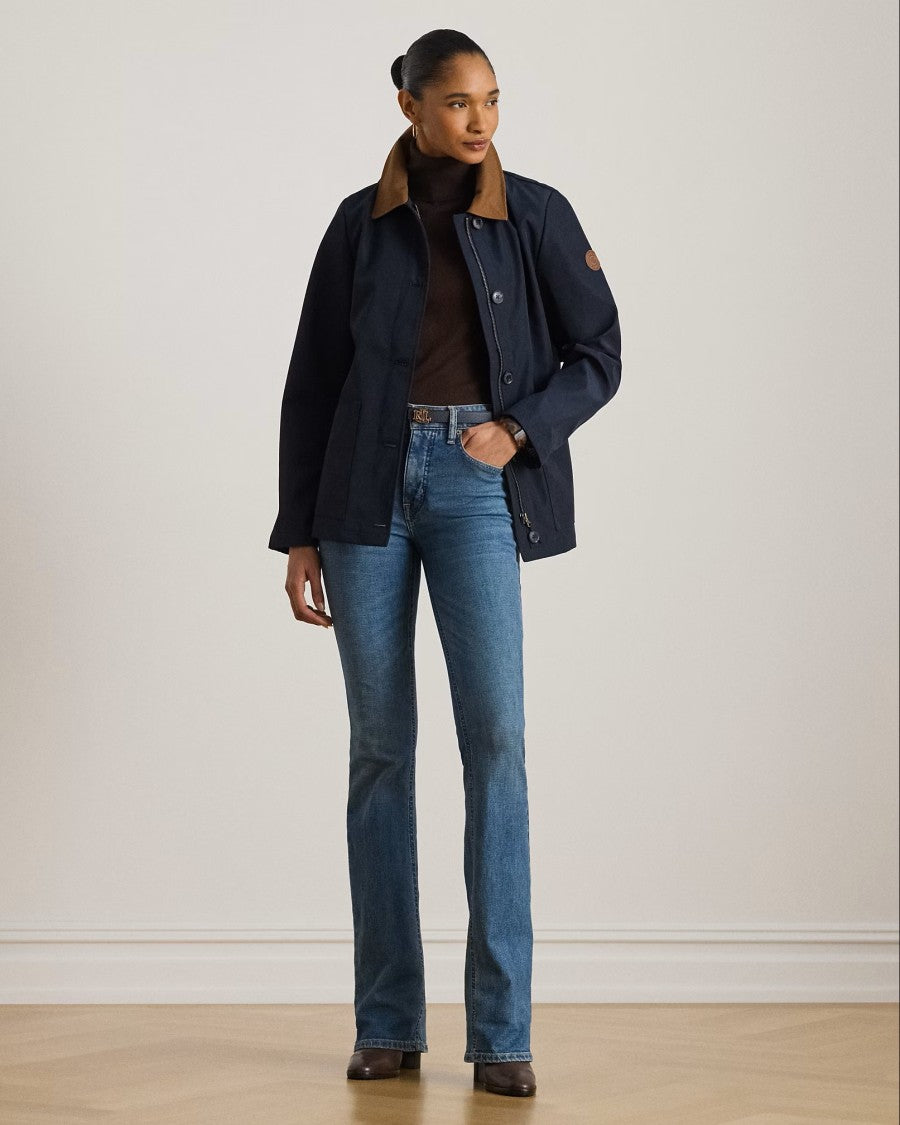 Lauren Ralph Lauren Navy Blue Bonded Rain Unlined Coat