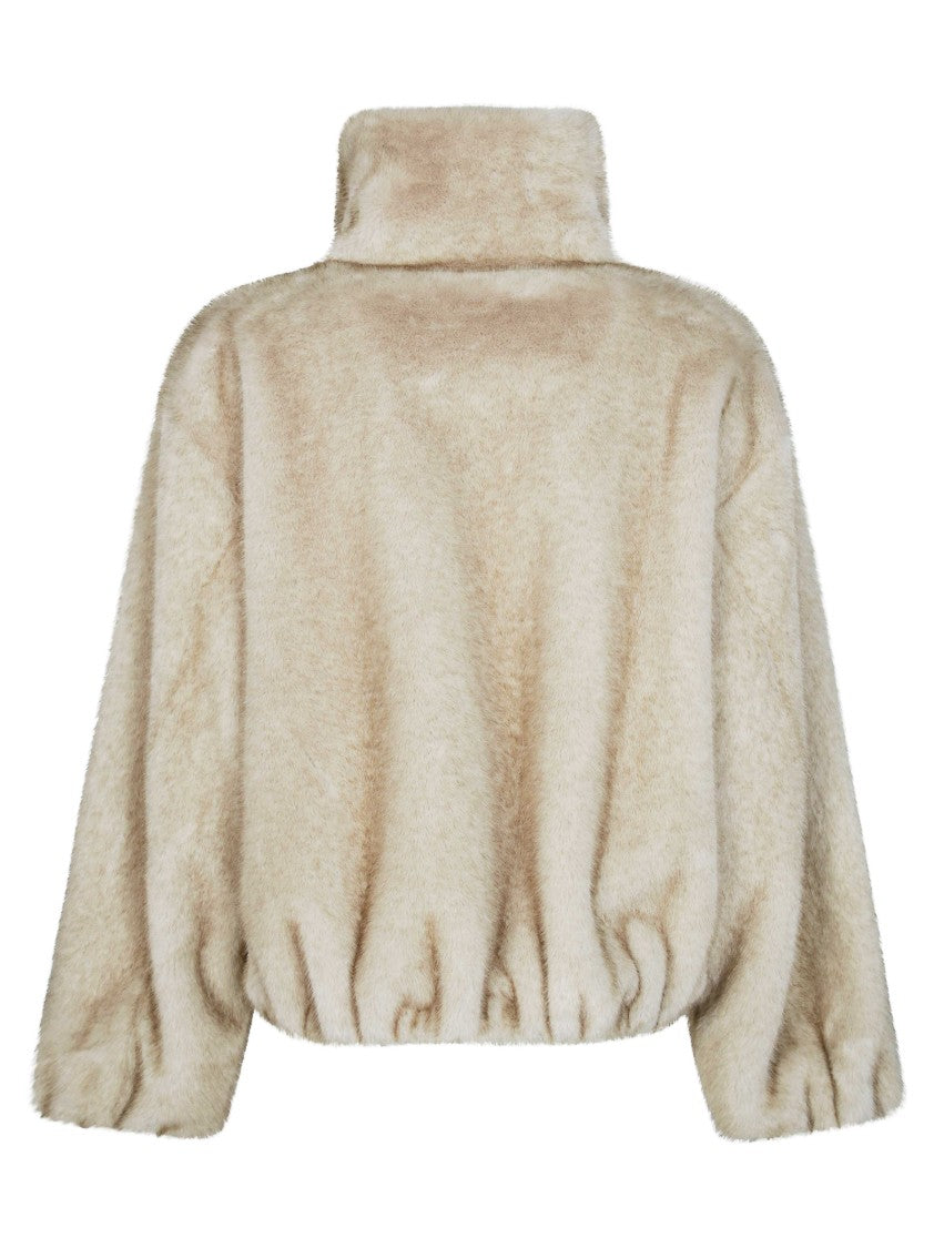 Parosh Cropped Zip Faux Fur Down Jacket