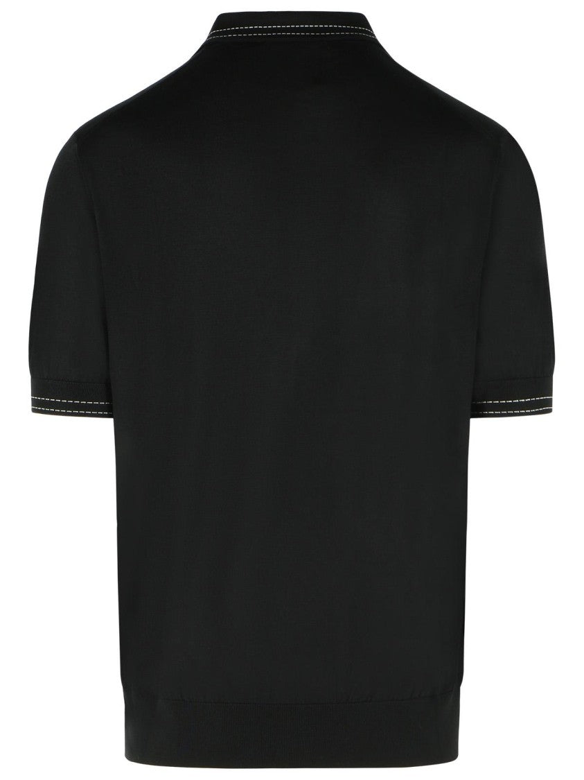 Dolce & Gabbana Black Silk Polo Shirt