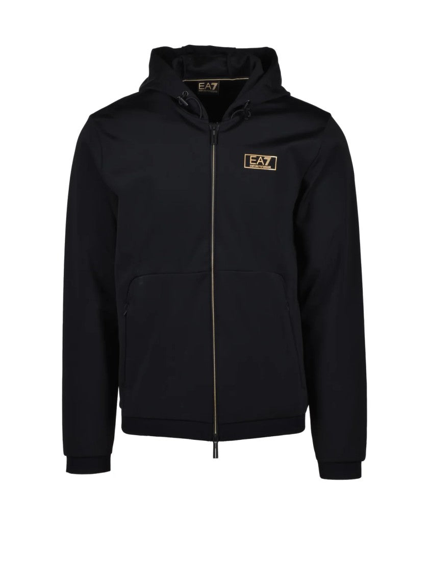 Ea7 Emporio Armani Zip Hoodie Sweatshirt - Black