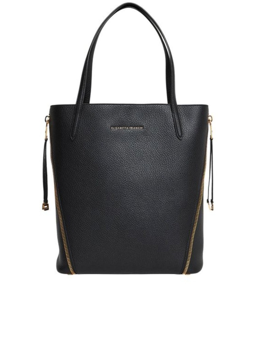 Elisabetta Franchi Structured Pebbled Leather Tote Bag