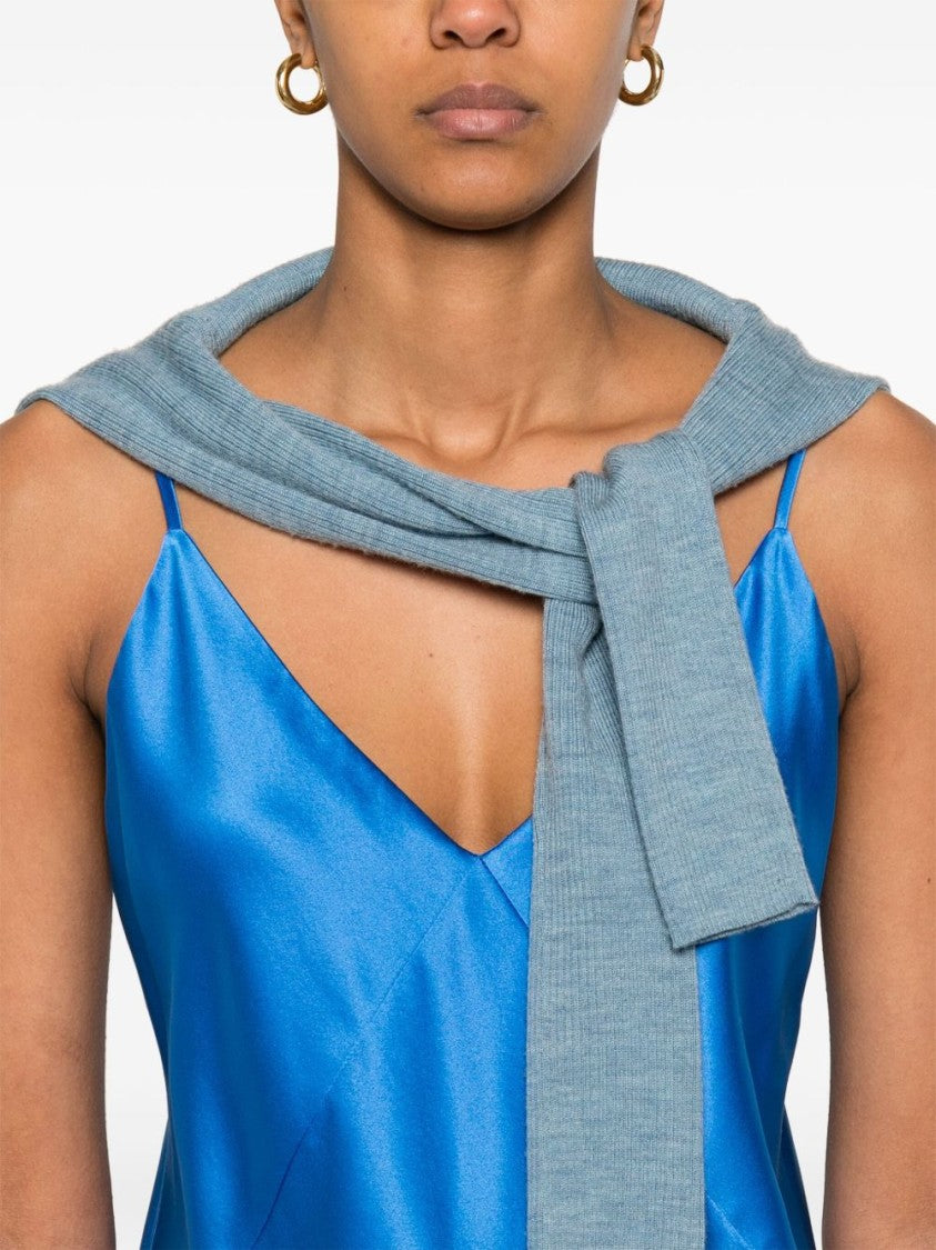 Max Mara V-Neck Azure Top With Spaghetti Straps