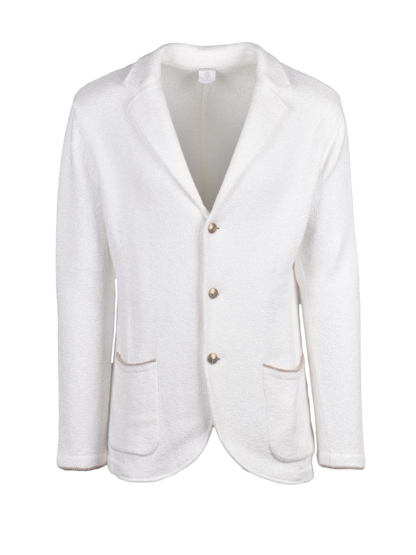 Eleventy Cotton Knit Blazer With Classic Lapel And Unlined Design