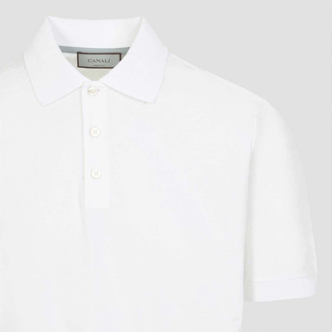 Canali White Short-Sleeve Polo Shirt With Traditional Collar