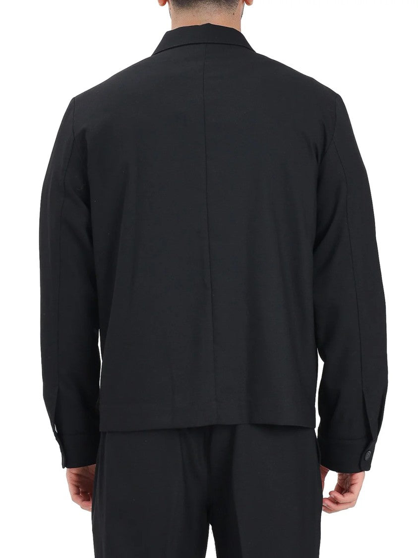 Selected Black Flap Pockets Wool-Blend Casual Shirt