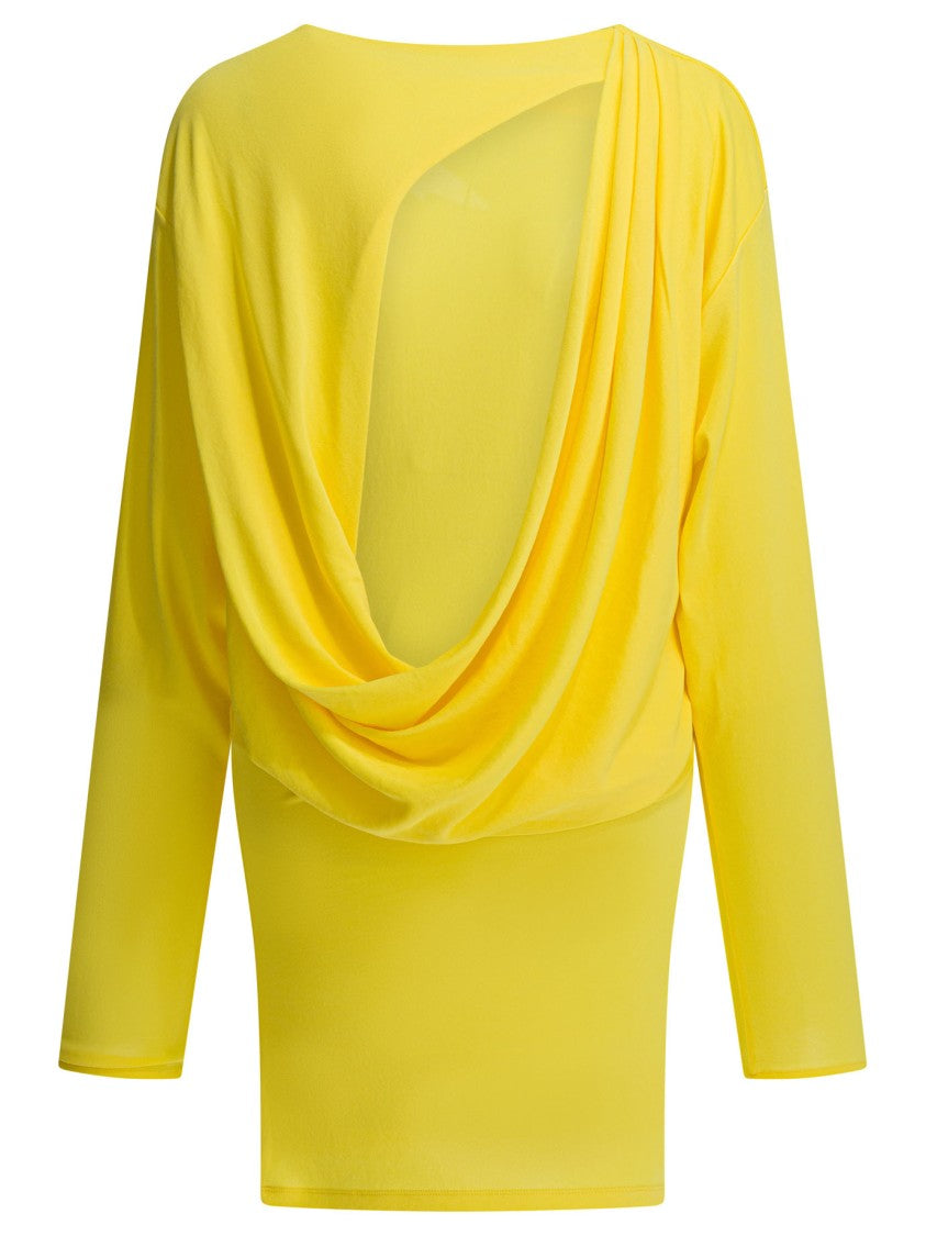Jacquemus Dramatic Open-Back Midi Dress With Long Sleeves