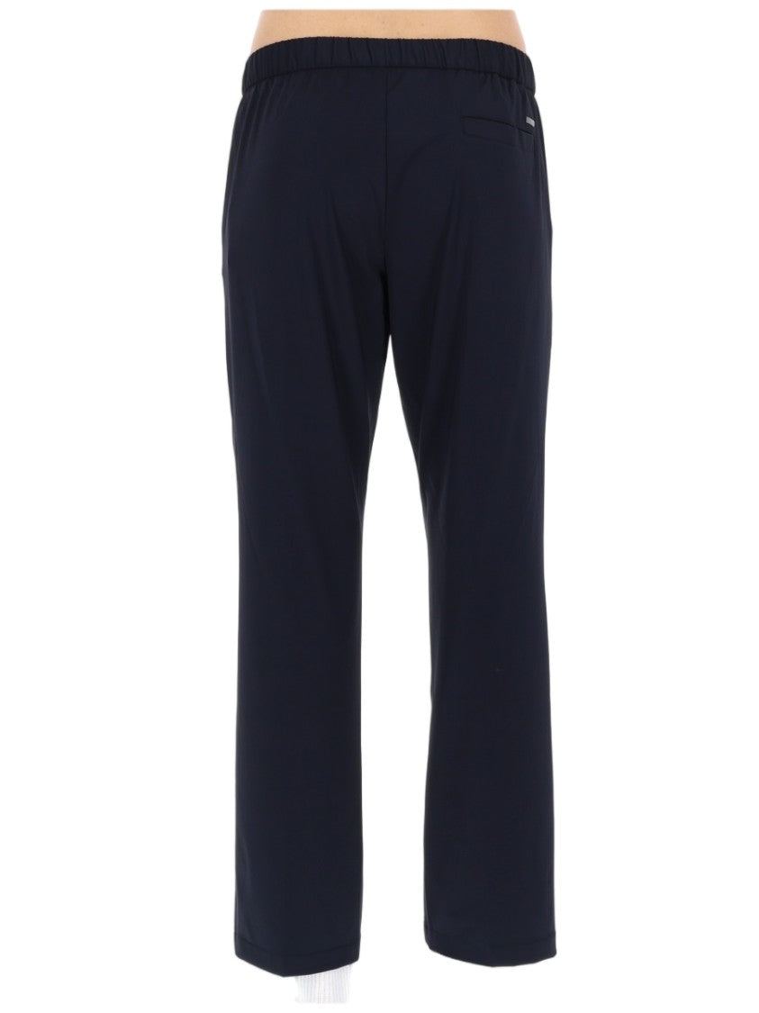 Herno Straight-Leg Blue Trousers With Elastic Waistband