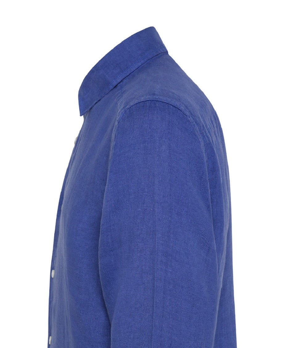 Peuterey Garment-Dyed Linen Shirt With Italian Collar