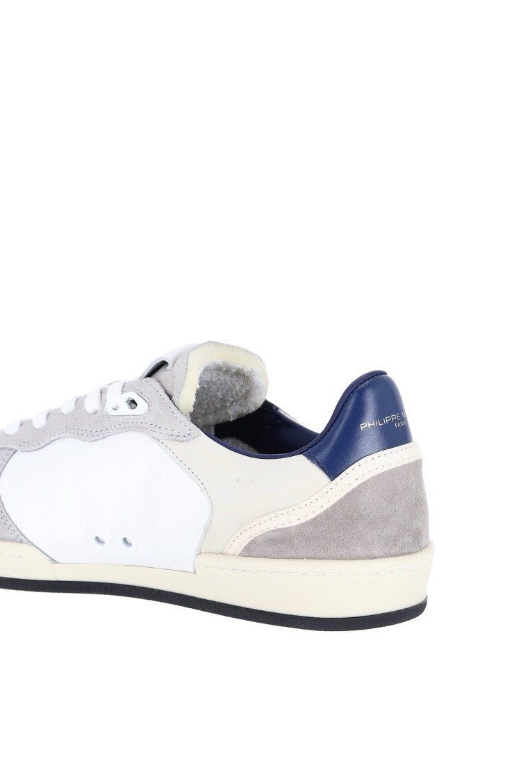 Philippe Model Pigalle Leather And Suede Blue Heel Sneakers
