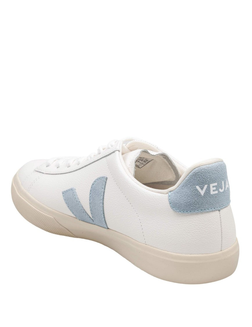 Veja Campo Chromefree Leather Shoes, White/Light Blue
