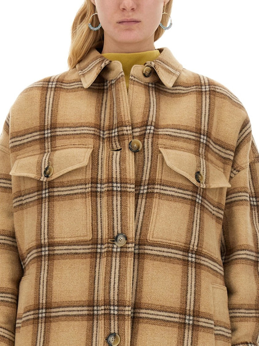 Isabel Marant Classic Plaid Oversized Coat With Soft Texture