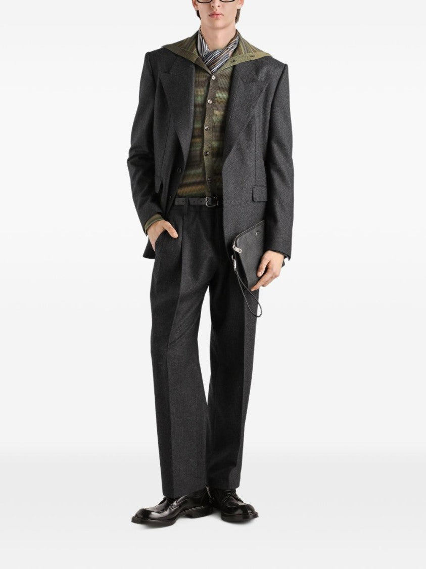Dolce & Gabbana Tailored Textured Wool Straight-Leg Pants