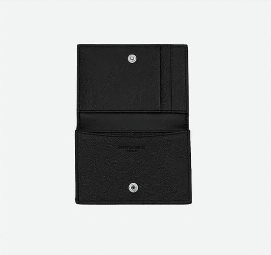 Saint Laurent Textured Calf Leather Cardholder With Snap Closure