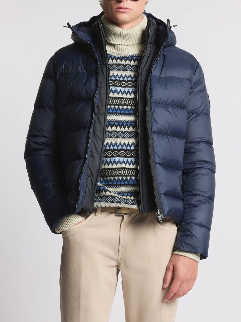 Fay Quilted Padded High Collar Hooded Coat
