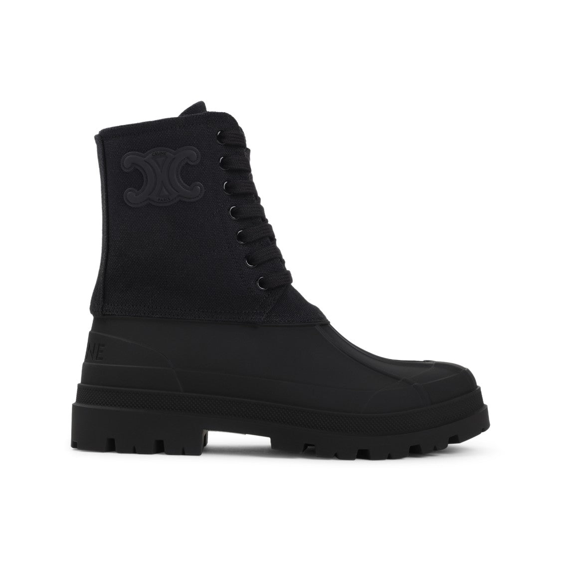 Celine Black Canvas Triomphe Boot