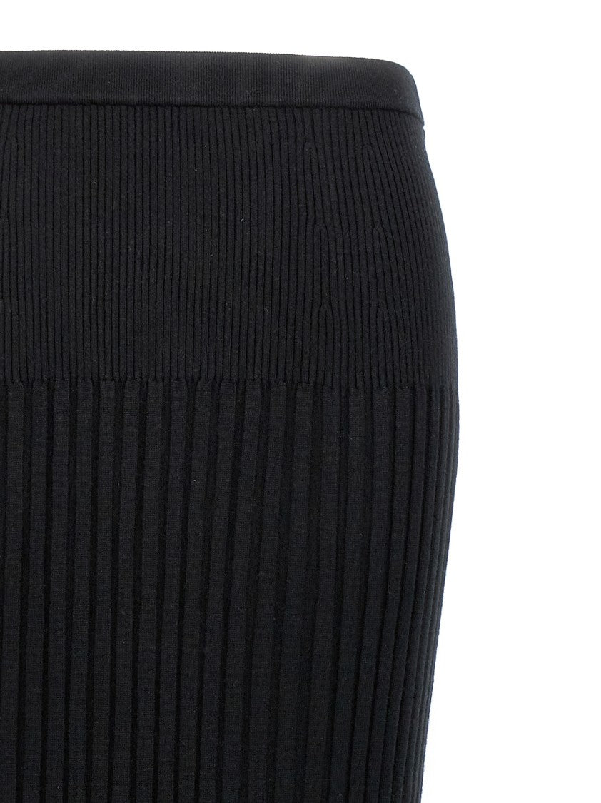 Proenza Schouler Ribbed Silk Blend Skirt With Contrasting Hem