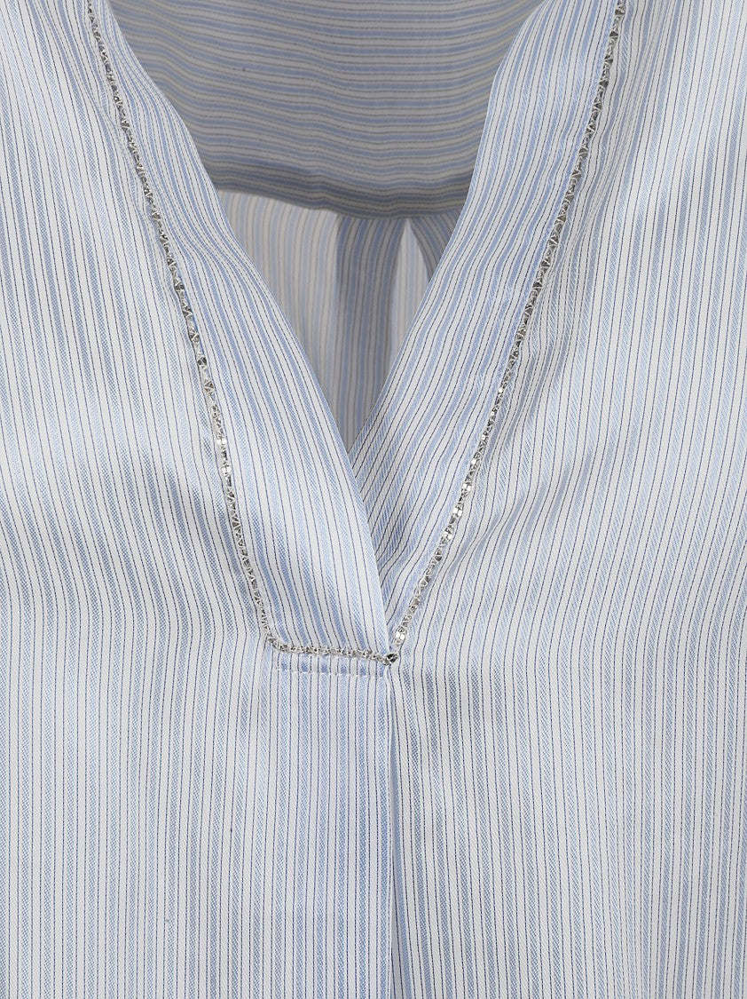 Fabiana Filippi Relaxed Fit Striped V-Neck Shirt