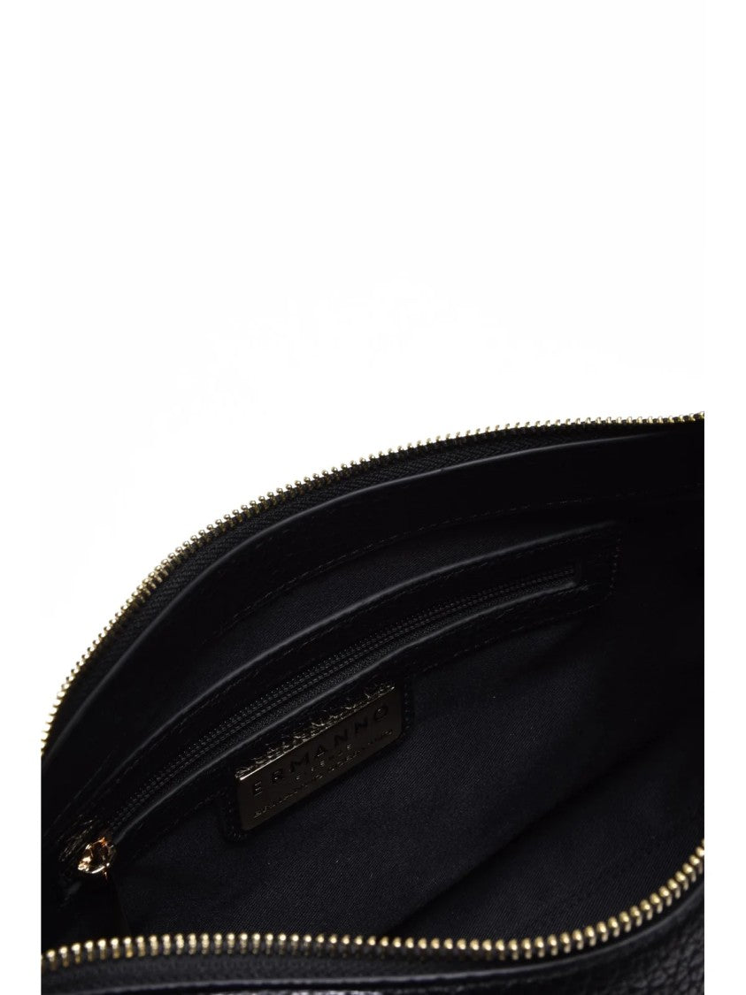 Ermanno Firenze Textured Black Polyurethane Unity Shoulder Bag