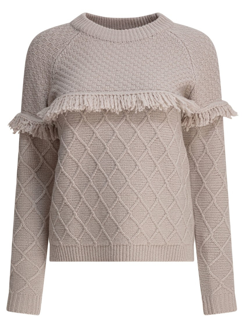 Rakki' Textured Knit Sweater With Fringe Detail