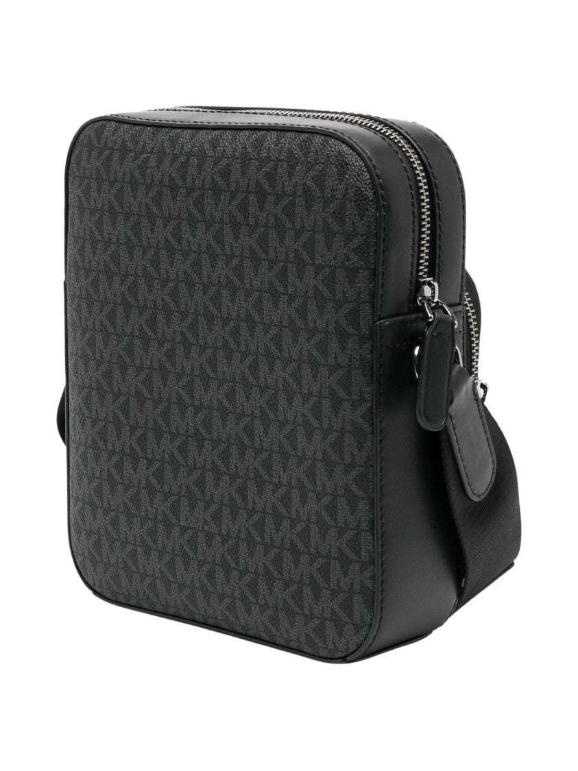 Michael Kors Black Hudson Logo Rectangular Messenger Bag