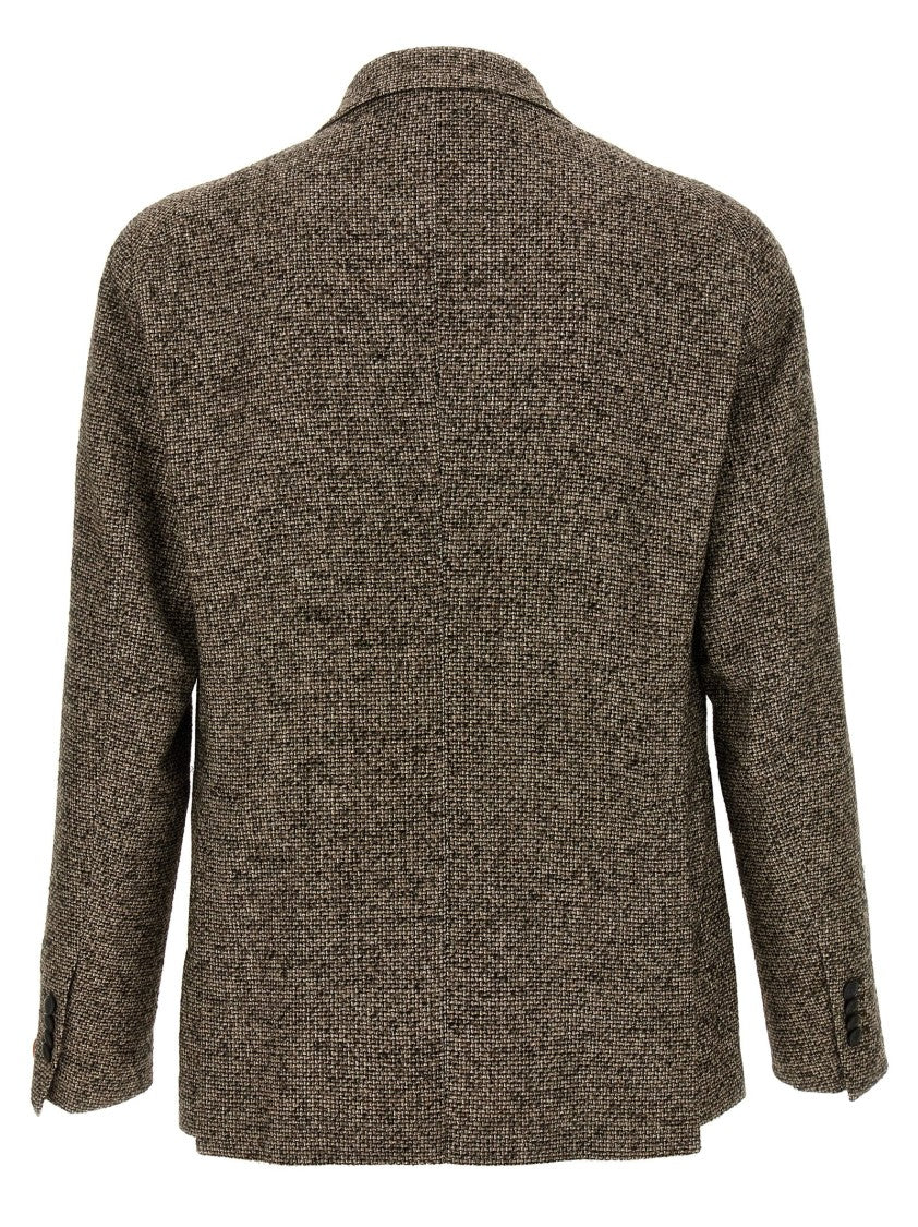 Tagliatore Textured Brown Wool Blend Double-Breasted Blazer