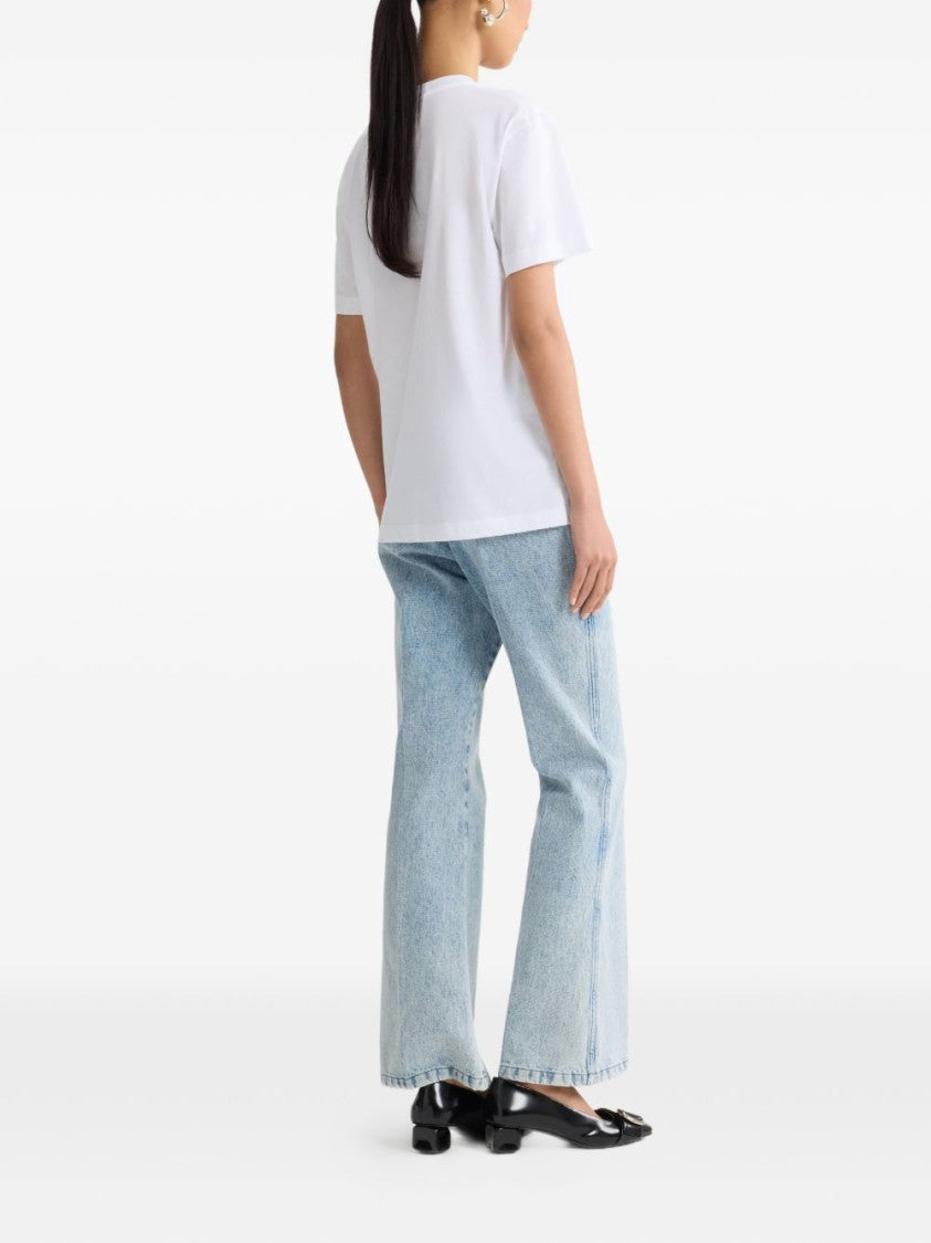 Patou White Logo Embroidery Short Sleeve Top