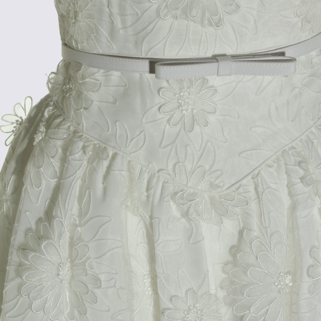 Self-Portrait Fitted Mini Dress With Floral Embroidery And Spaghetti Straps