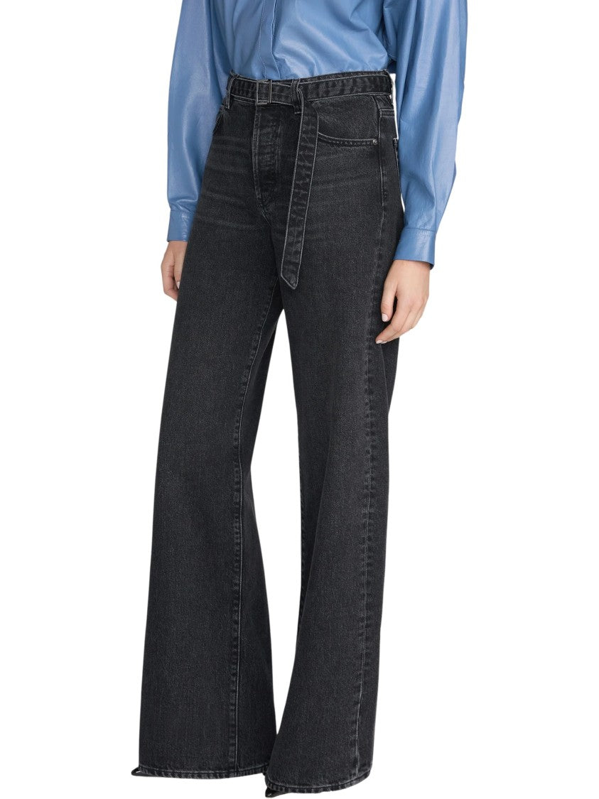 Frame Dark Blue Belted Reboot Crop Cotton Denim Jeans
