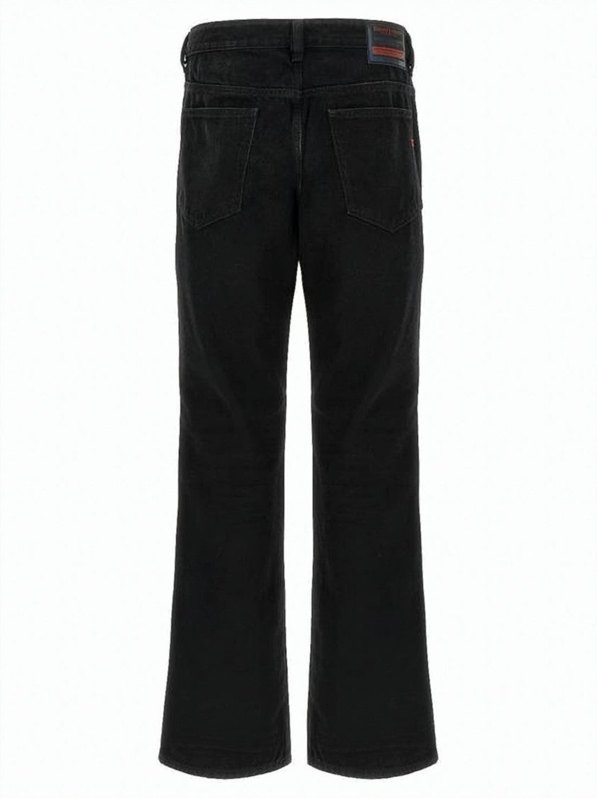 Diesel Flared Black Denim Pants With Five-Pocket Design