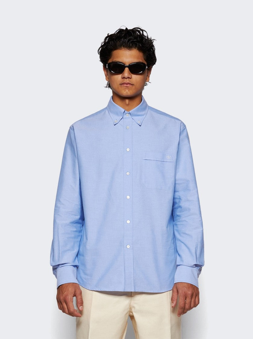 Valentino Camicia Maniche Lunghe Celeste