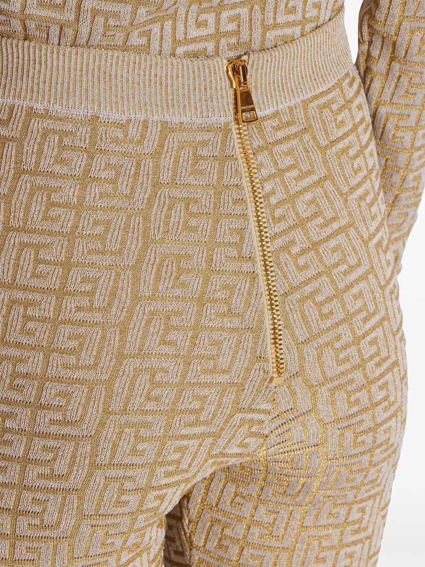 Balmain Neutral Leggings High-Waisted Knit Leggings