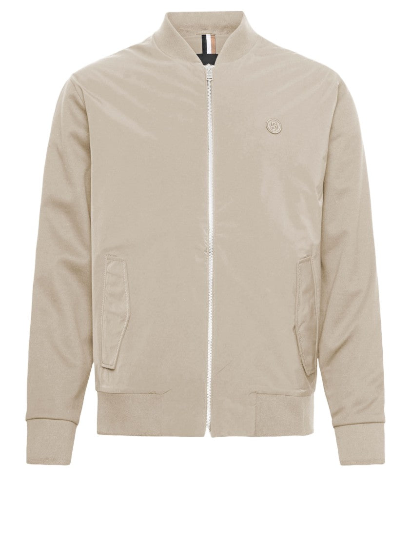 Hugo Boss Beige Cotton Sweatshirt With Front Zip