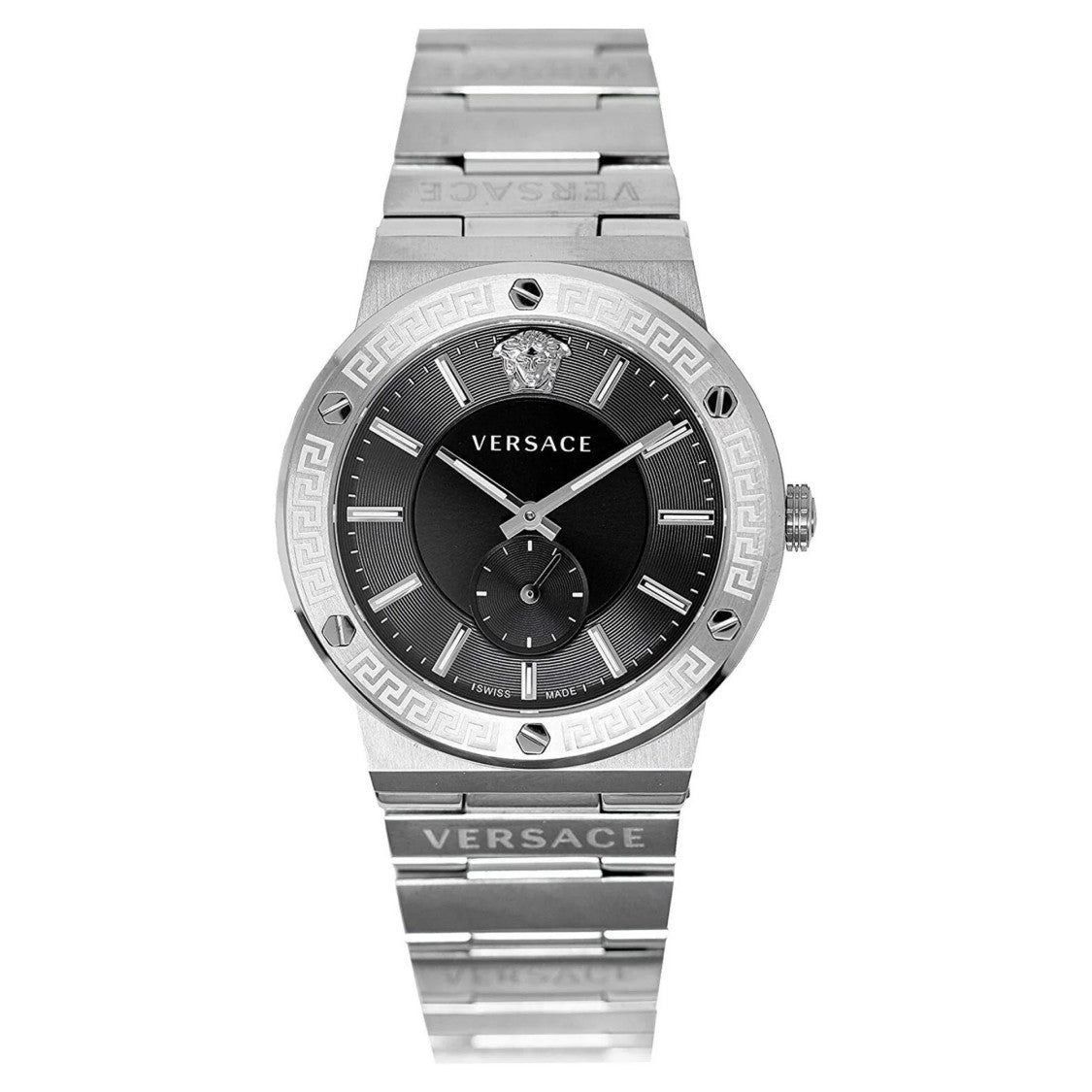 Versace 36Mm Blue Dial Analog Watch With Calf Leather Strap