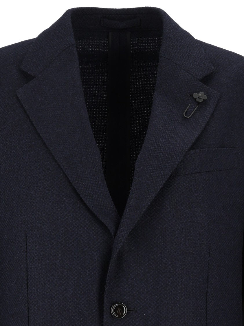 Lardini Blue Textured Tailored Blazer