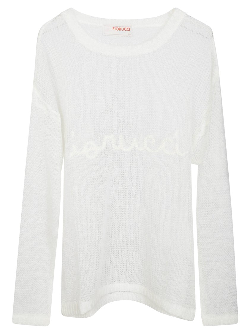 Fiorucci Lightweight Semi-Sheer Knit Sweater With Subtle Script Detail