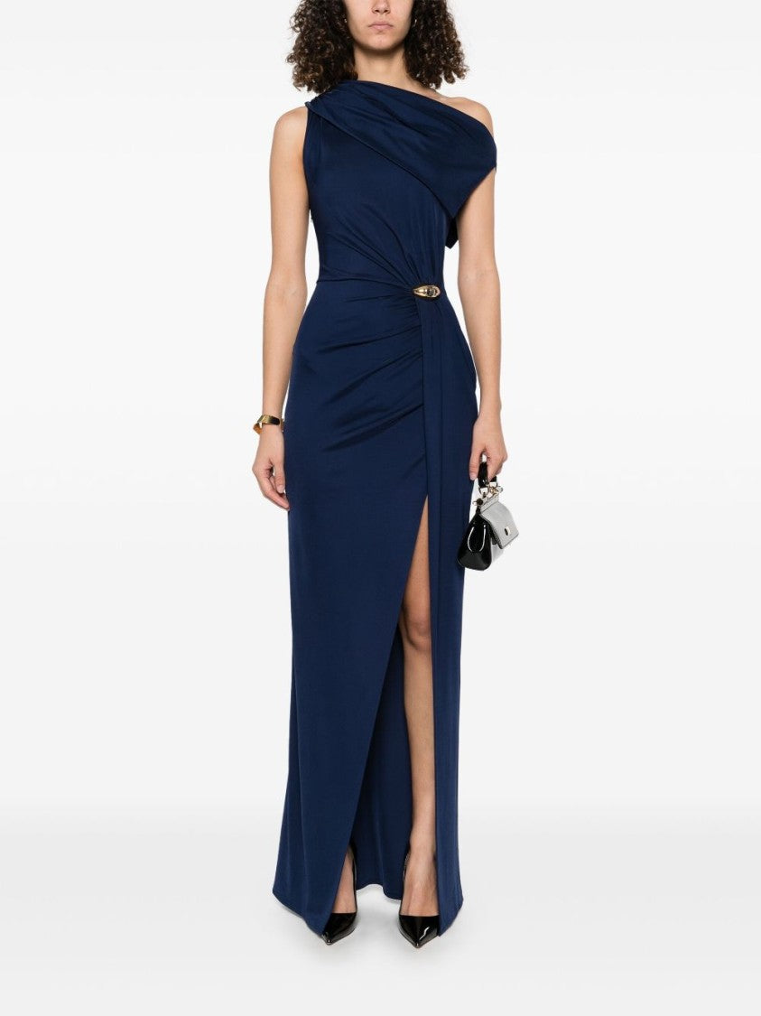 Elisabetta Franchi Draped One-Shoulder Dress With Side Slit