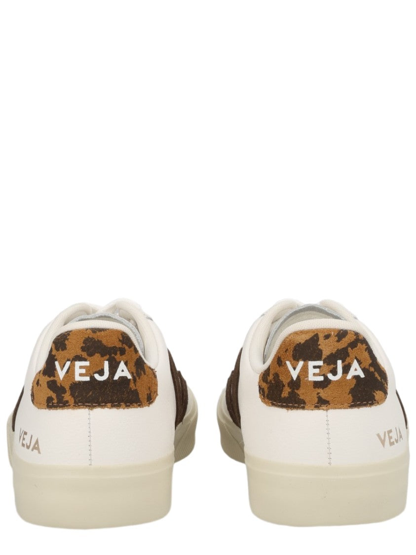 Veja White Leopard-Print Accent Low-Top Sneakers