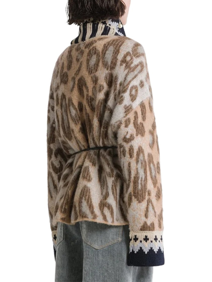 Forte Forte The Brit Leopard Jacquard Gauzed Alpaca Cardigan
