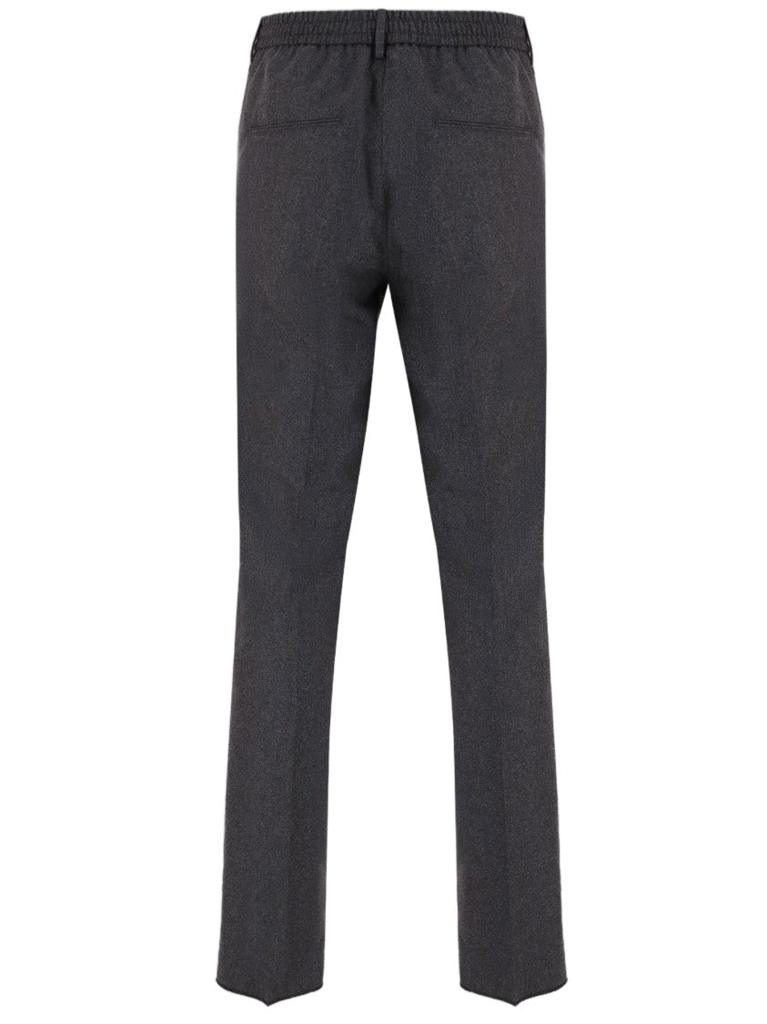 Tagliatore Dark Gray Stretch Wool Belted Pants