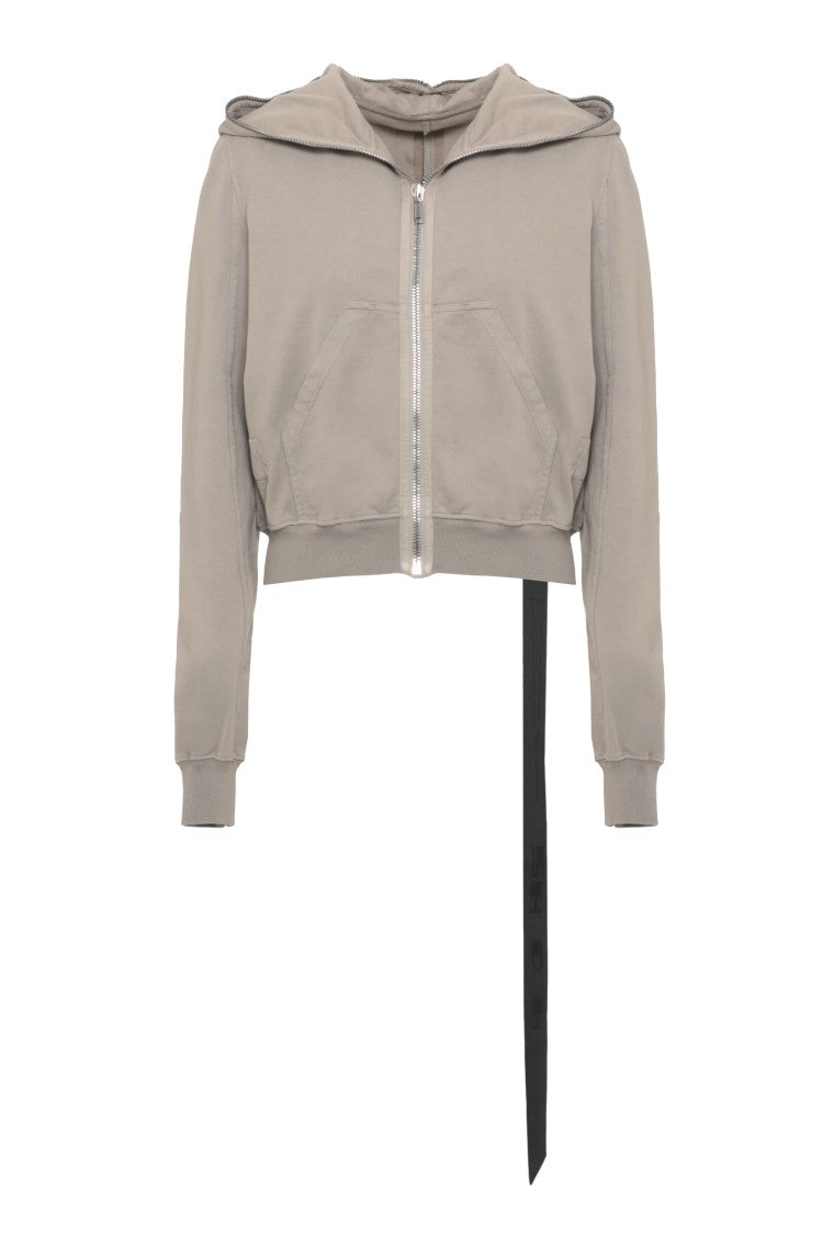 Drkshdw Cropped Grey Cotton Sweatshirt With Iconic Lace Detail