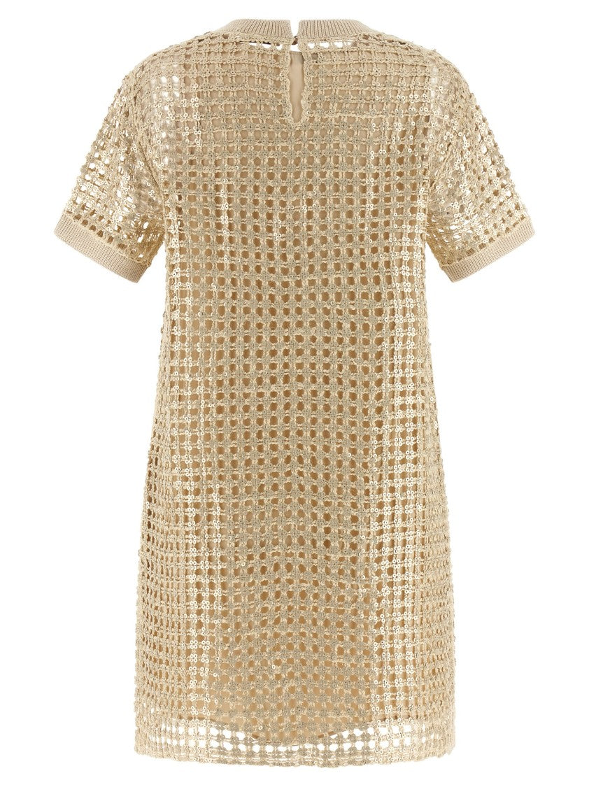 Brunello Cucinelli Dazzling Linen And Silk Sequin Mini Dress