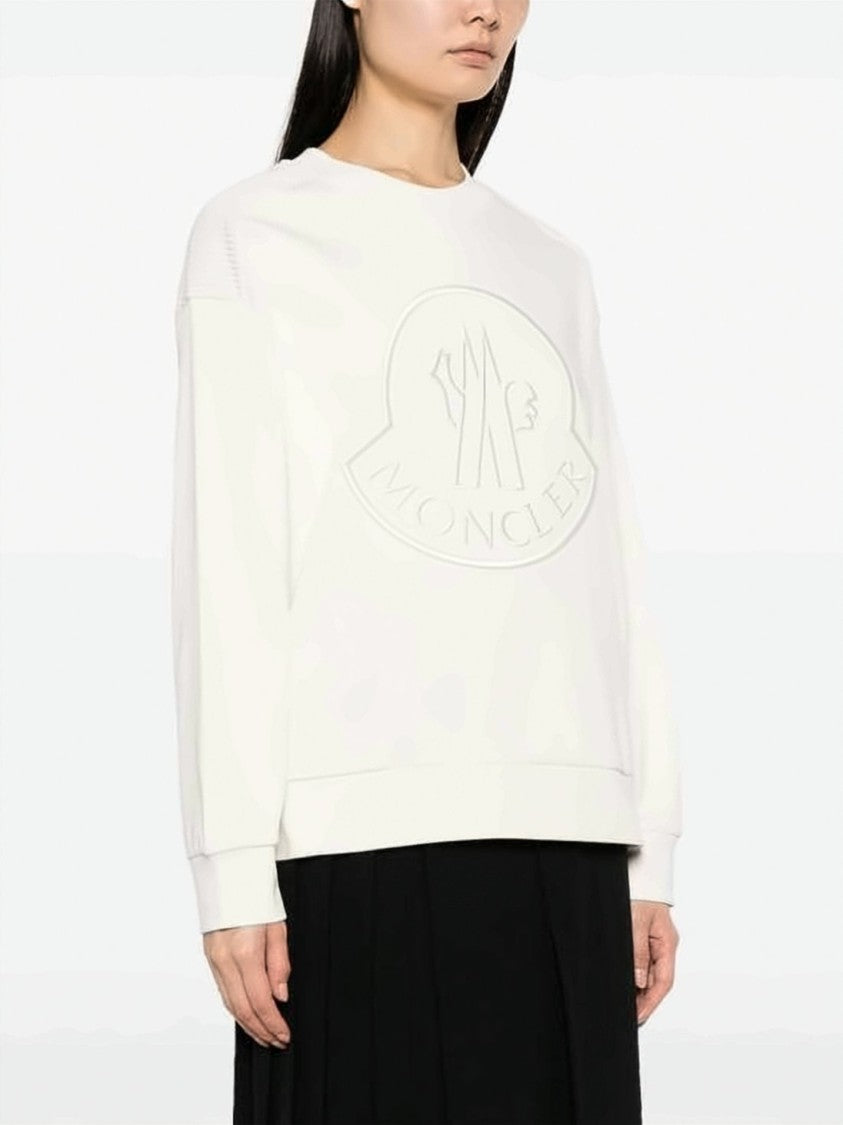 Moncler Relaxed-Fit White Sweatshirt With Embossed Logo Detail