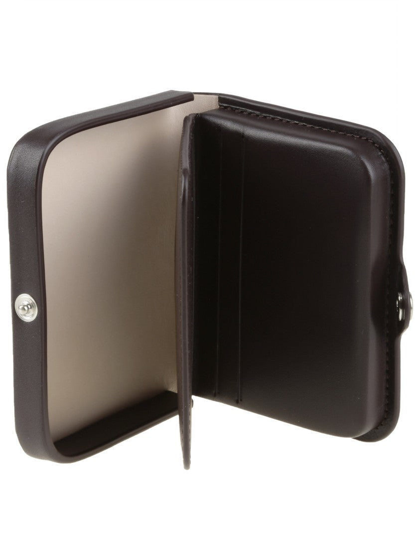 A.P.C. Compact Brown Leather Wallet With Snap Closure And Logo Detail