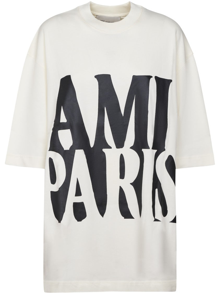 Ami Paris Oversized Cotton T-Shirt With Bold Ami Paris Print