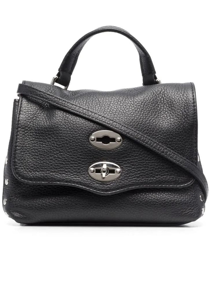 Zanellato Textured Leather Shoulder Bag With Dual Turn-Lock Closure