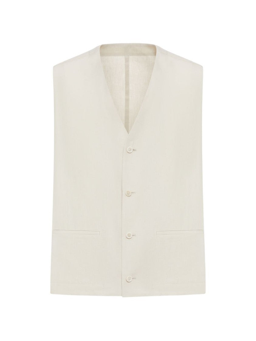 Lardini Straight-Cut Beige Vest With Button Fastening And Welt Pockets