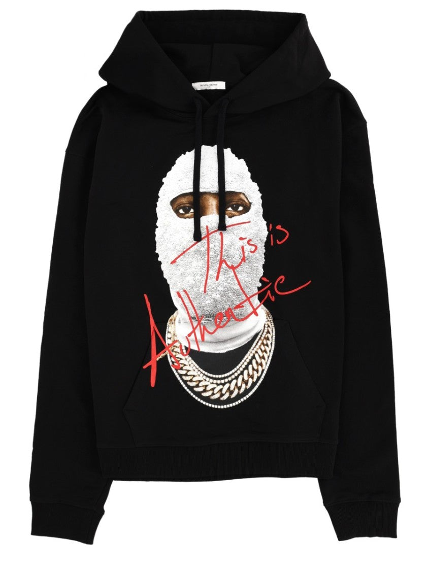 Ih Nom Uh Nit Black Graphic Print Cotton Hooded Sweatshirt