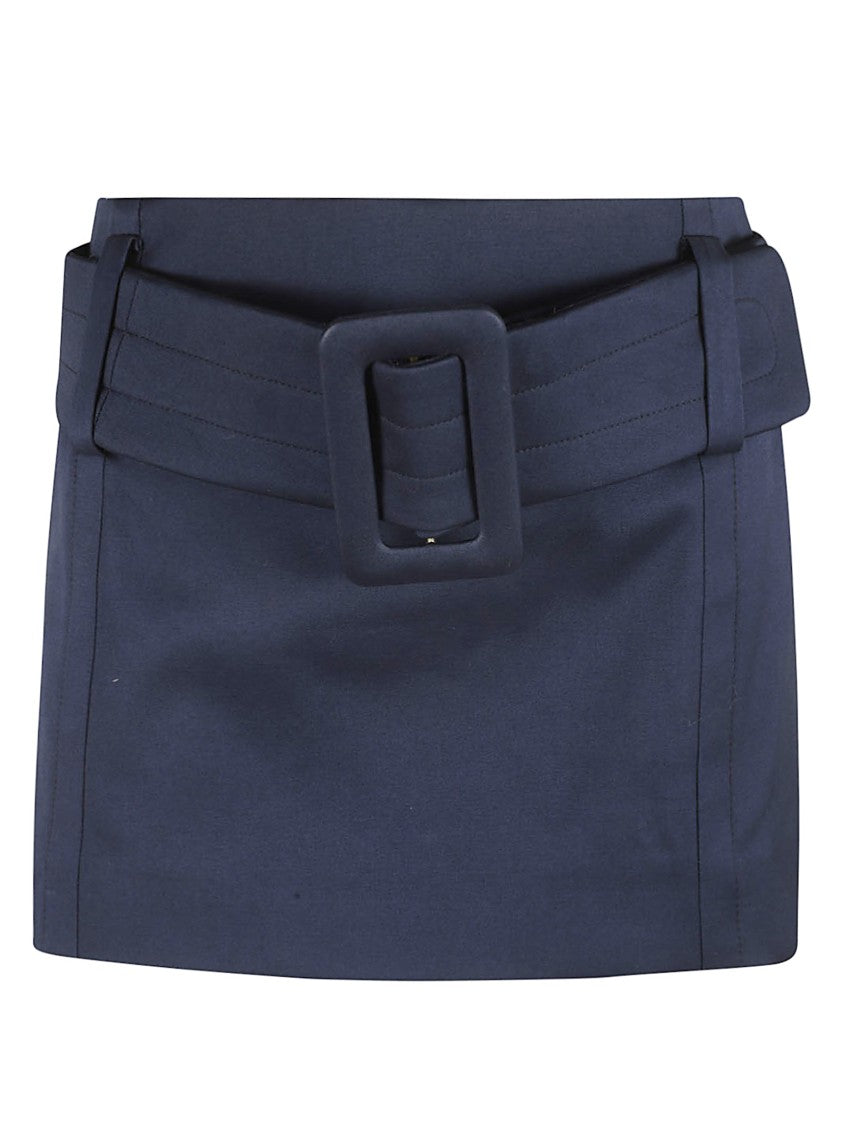 Patou Structured Blue Skirt With Wide Belt