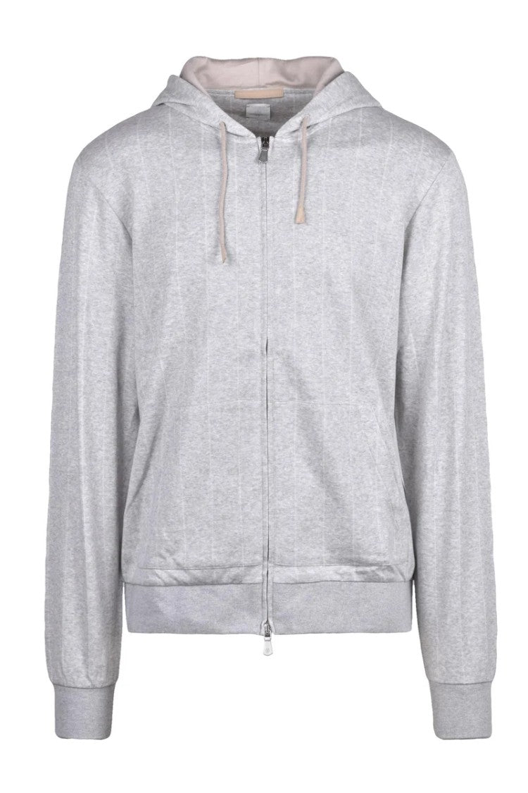 Eleventy Zip Sweatshirt Cashmere Silk - Light Grey