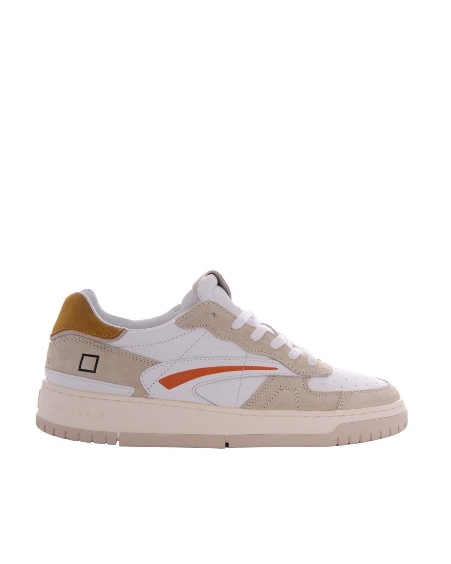 D.A.T.E Torneo Pure Calf Sneakers In White And Yellow